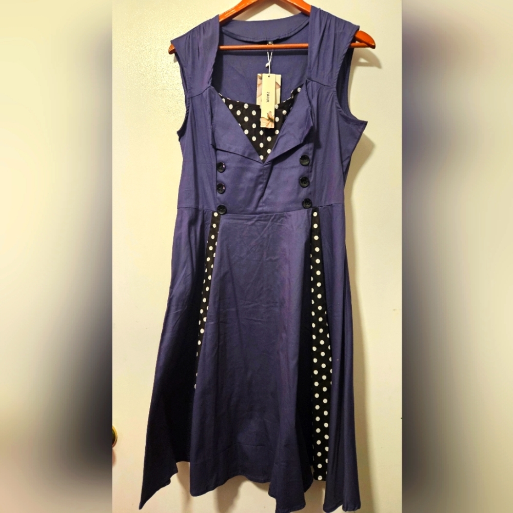 Zaful Retro Pinup Dress Navy Blue